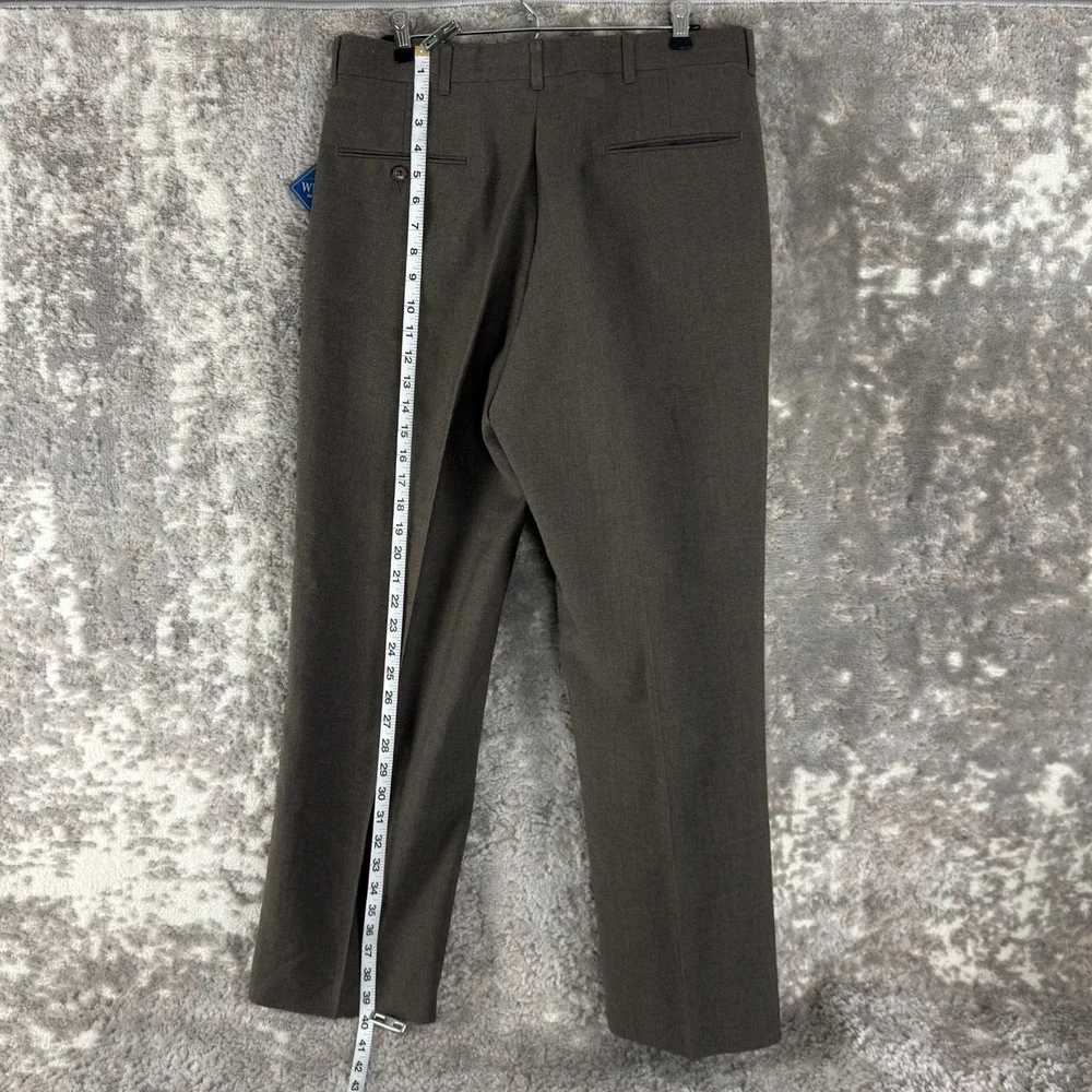 TownCraft Size W34 Worsted Wool Blend Minimalist Preppy Straight Leg Pants Brown